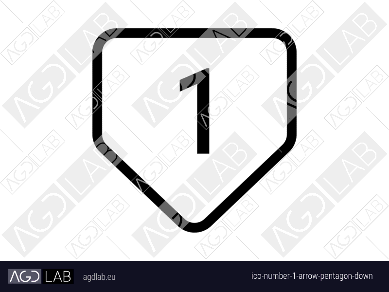 Number 1 arrow pentagon down icon