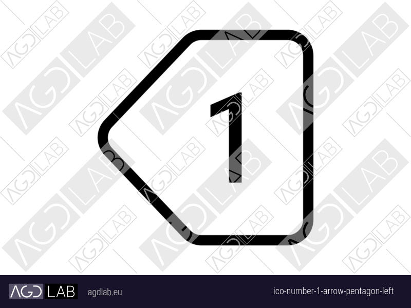 Number 1 arrow pentagon left icon