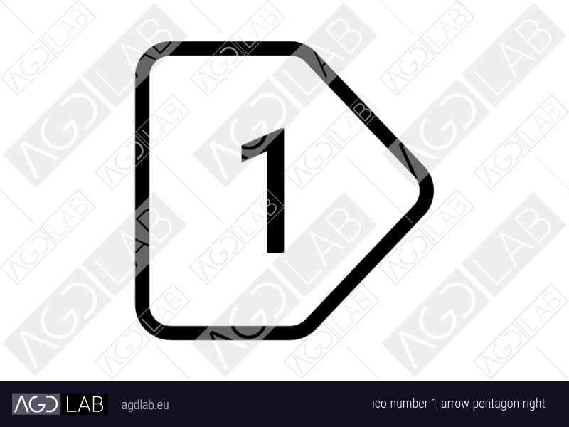 Number 1 arrow pentagon right icon