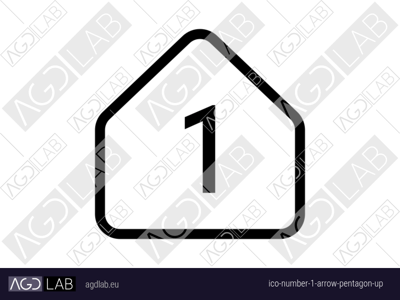Number 1 arrow pentagon up icon
