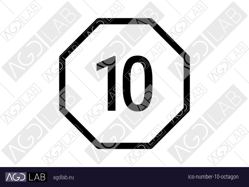 Number 10 octagon icon