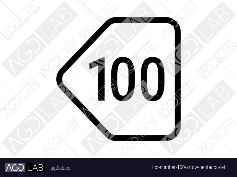 Number 100 arrow pentagon left icon