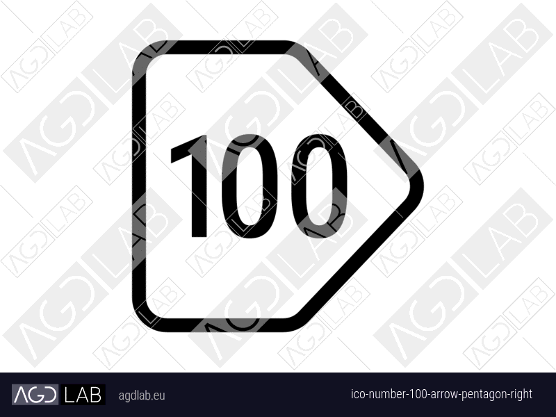 Number 100 arrow pentagon right icon