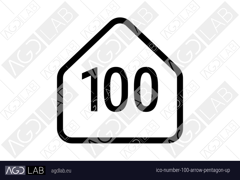 Number 100 arrow pentagon up icon