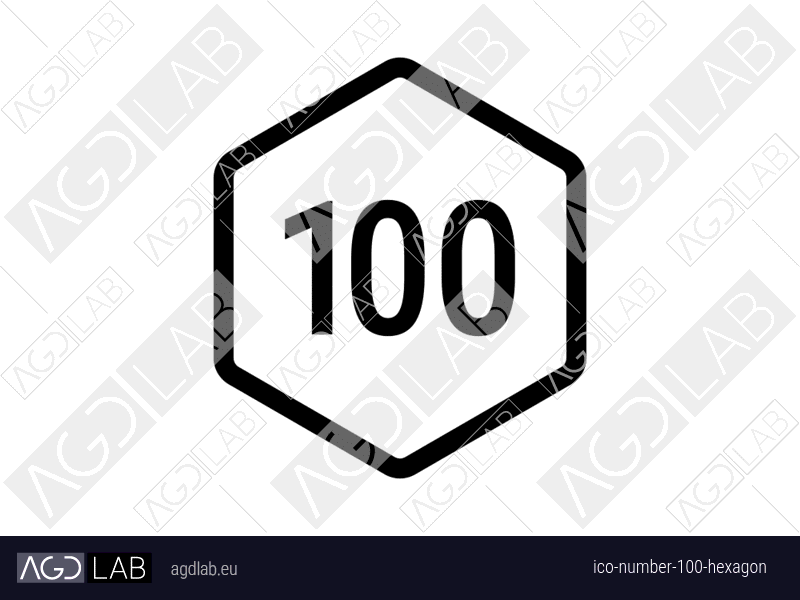 Number 100 hexagon icon