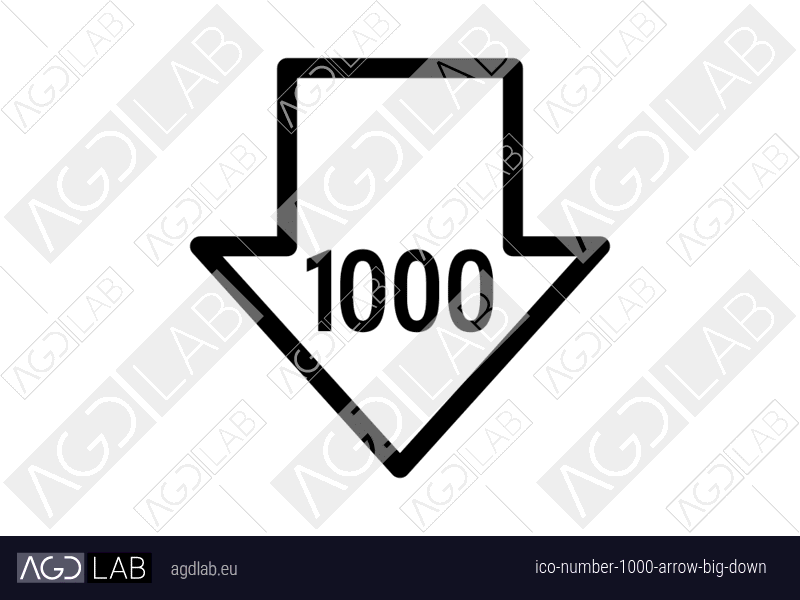 Number 1000 arrow big down icon