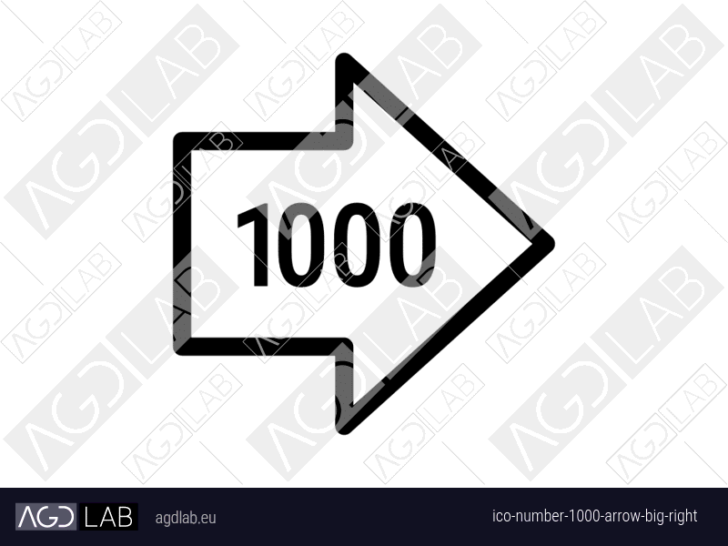Number 1000 arrow big right icon