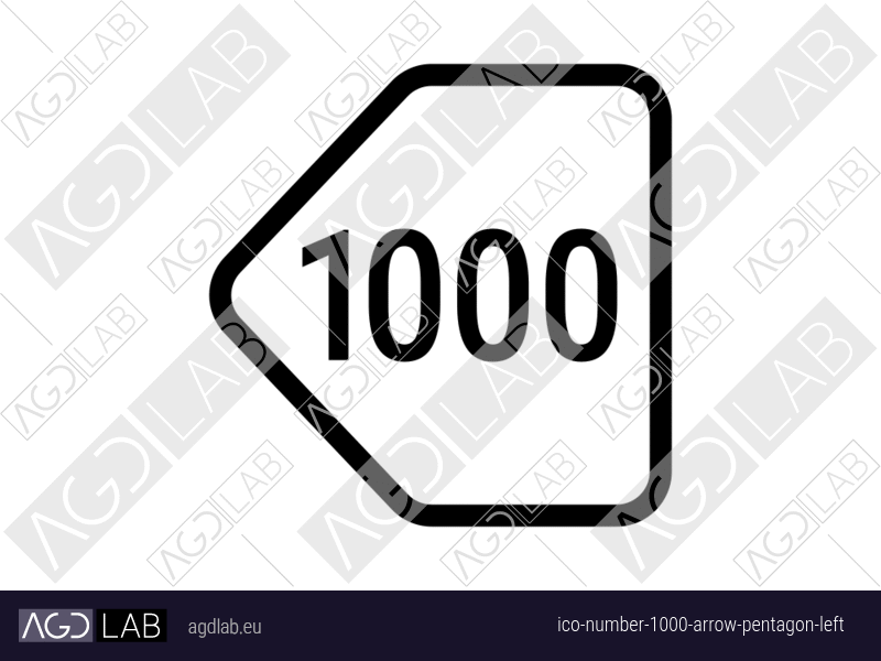 Number 1000 arrow pentagon left icon