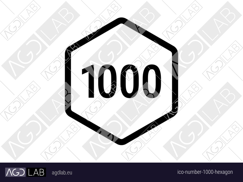 Number 1000 hexagon icon