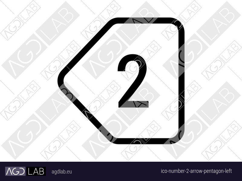 Number 2 arrow pentagon left icon