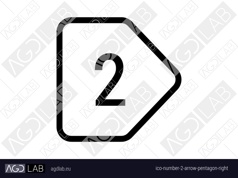 Number 2 arrow pentagon right icon