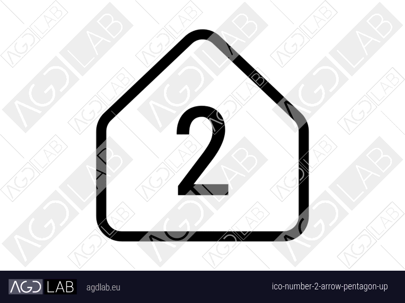 Number 2 arrow pentagon up icon