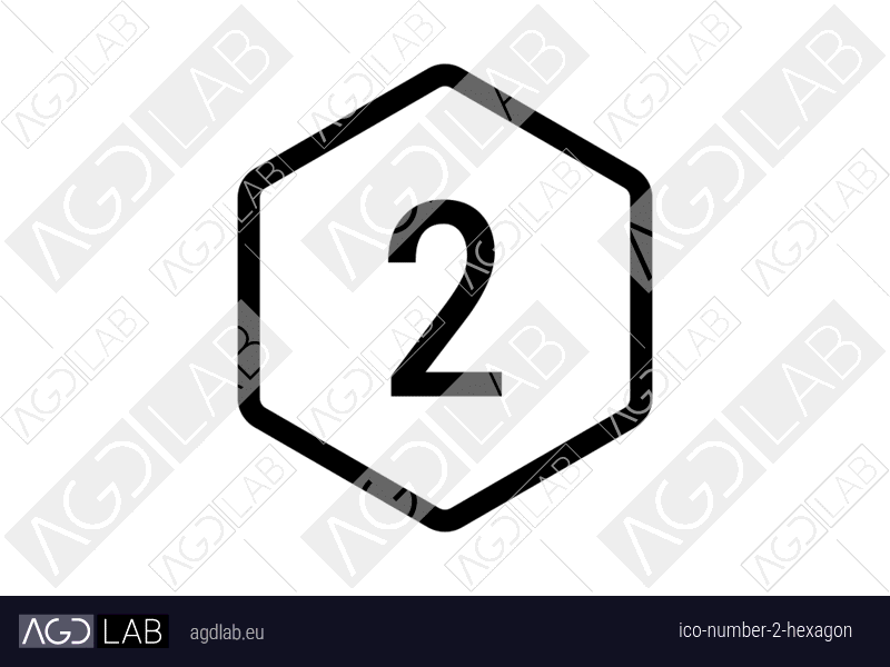 Number 2 hexagon icon