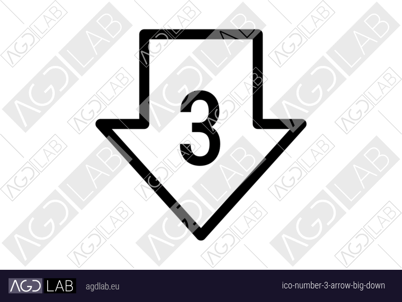 Number 3 arrow big down icon