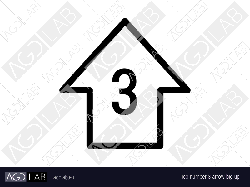 Number 3 arrow big up icon