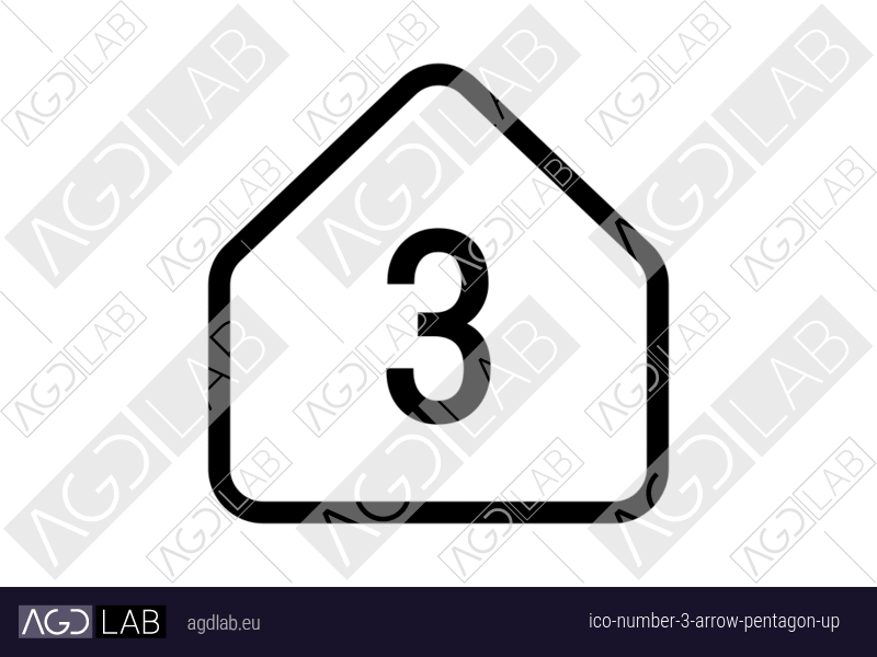 Number 3 arrow pentagon up icon