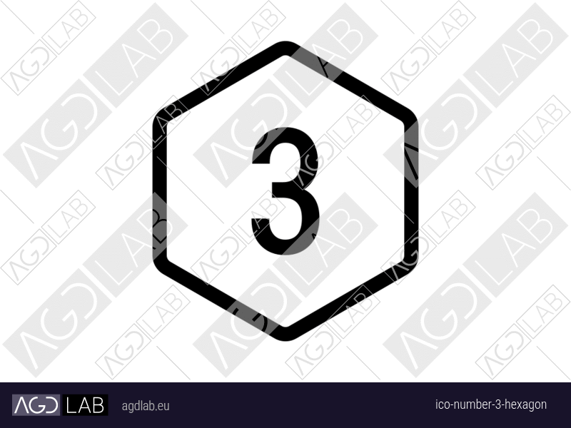 Number 3 hexagon icon