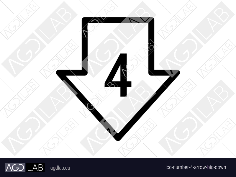 Number 4 arrow big down icon