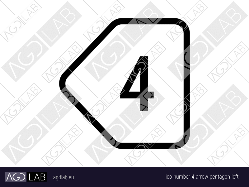 Number 4 arrow pentagon left icon