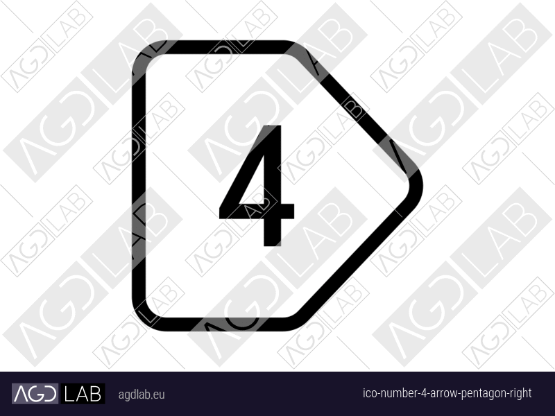 Number 4 arrow pentagon right icon