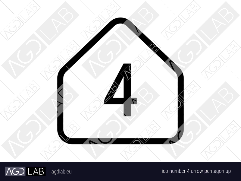Number 4 arrow pentagon up icon