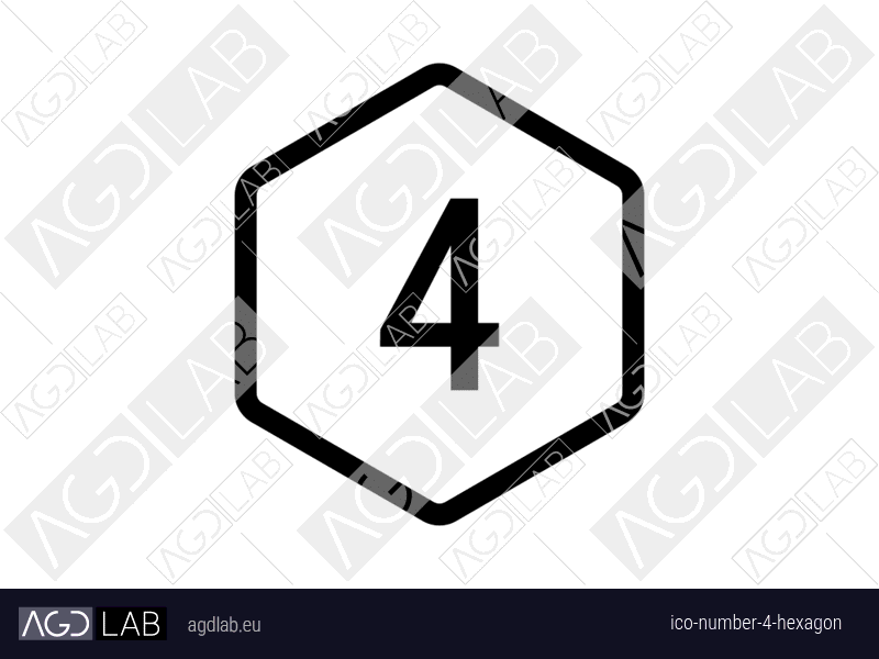 Number 4 hexagon icon