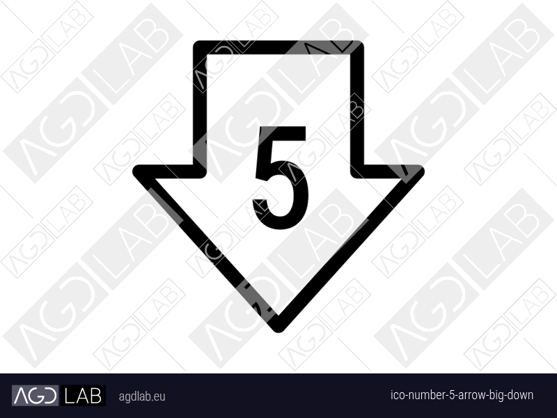 Number 5 arrow big down icon