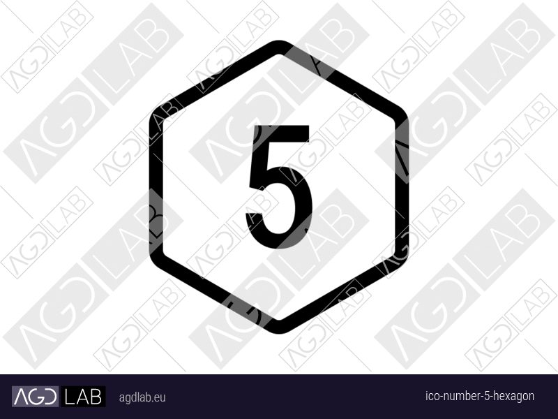 Number 5 hexagon icon