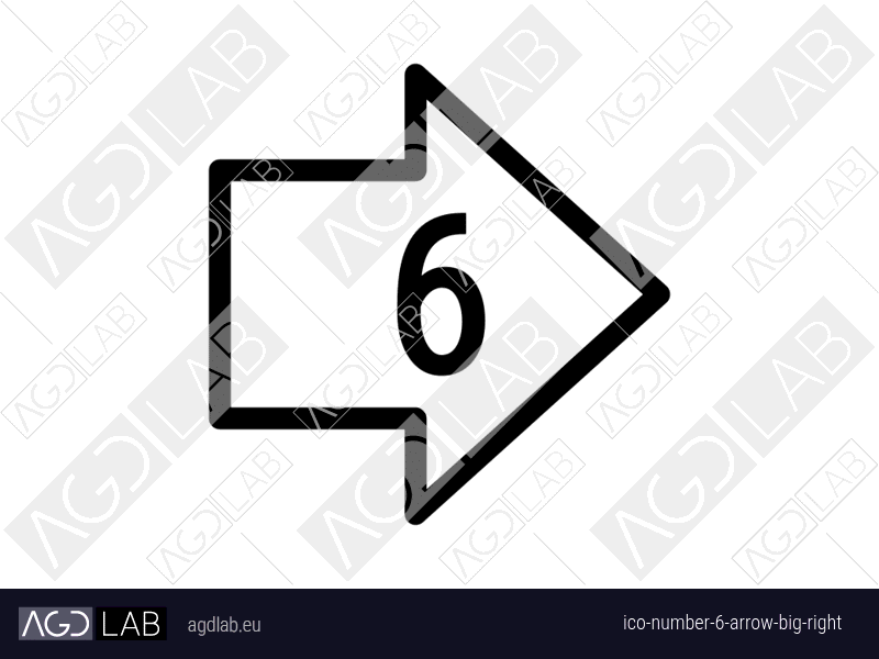 Number 6 arrow big right icon
