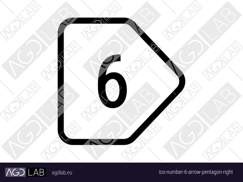 Number 6 arrow pentagon right icon