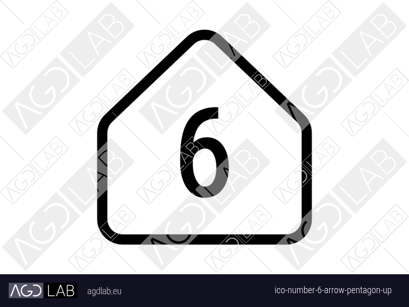 Number 6 arrow pentagon up icon