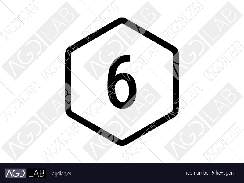 Number 6 hexagon icon