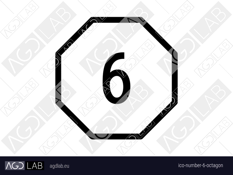 Number 6 octagon icon