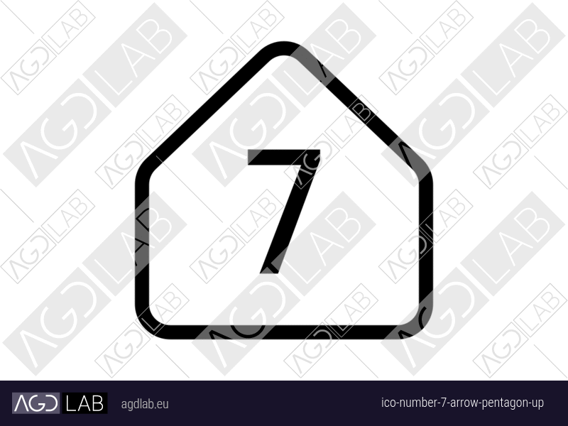 Number 7 arrow pentagon up icon