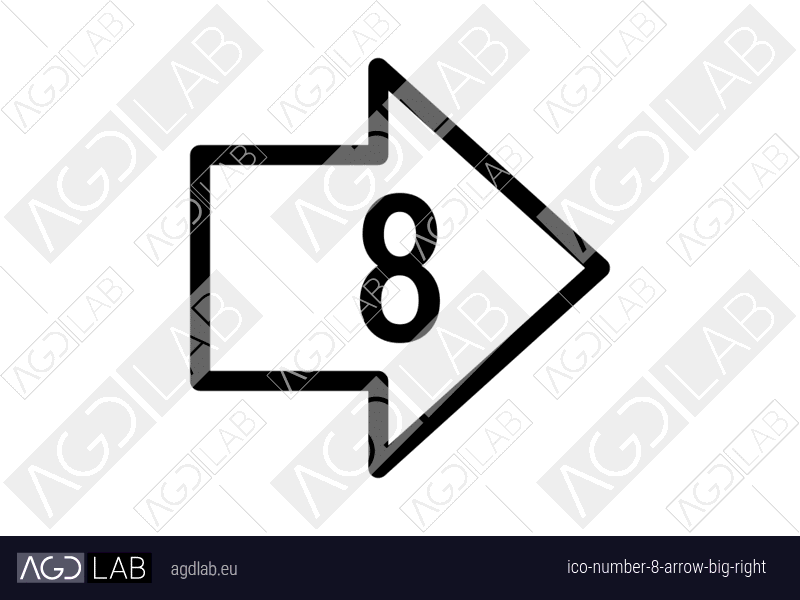 Number 8 arrow big right icon