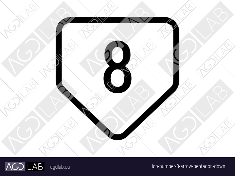 Number 8 arrow pentagon down icon