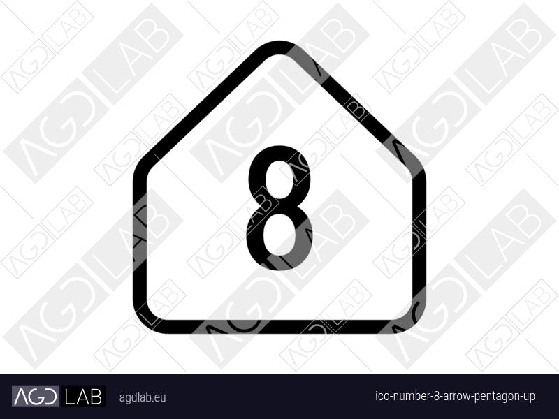 Number 8 arrow pentagon up icon