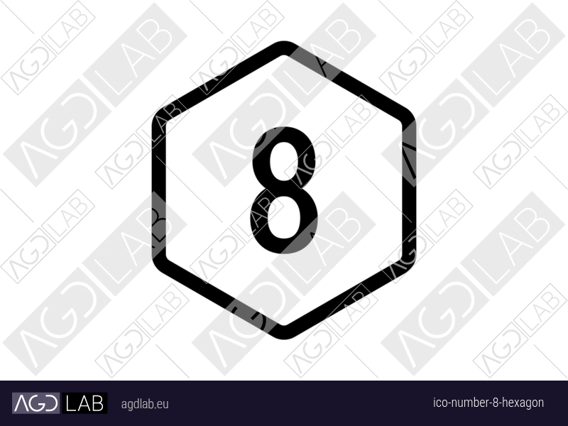Number 8 hexagon icon