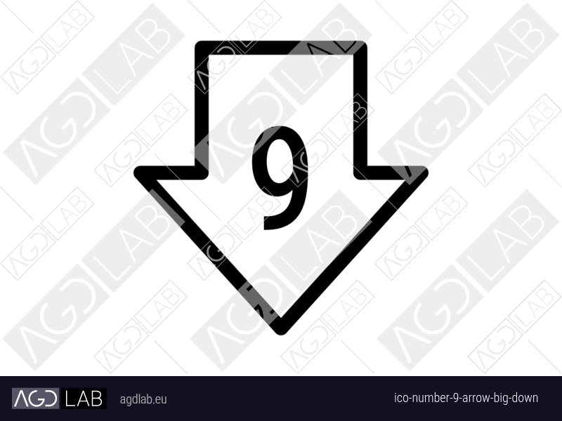 Number 9 arrow big down icon