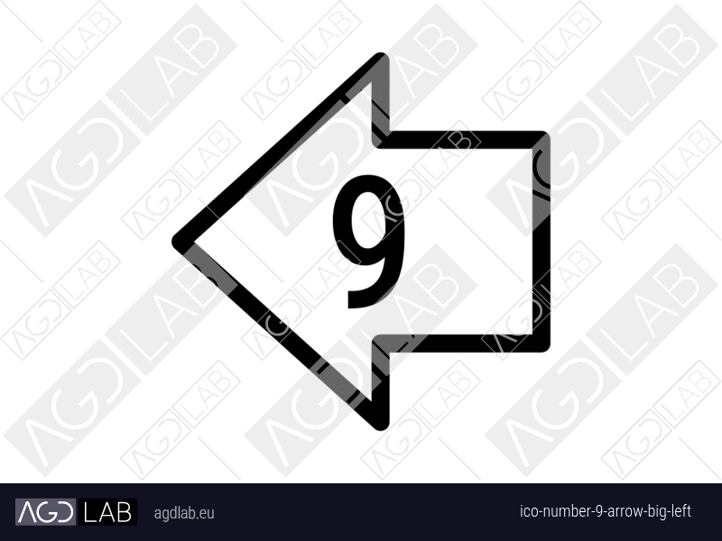 Number 9 arrow big left icon