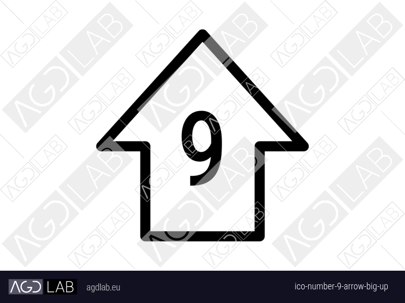 Number 9 arrow big up icon