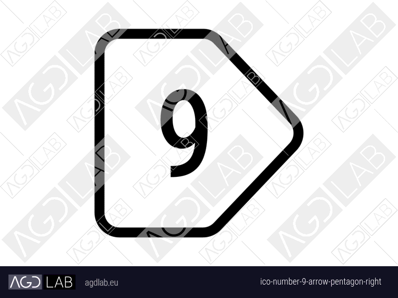 Number 9 arrow pentagon right icon
