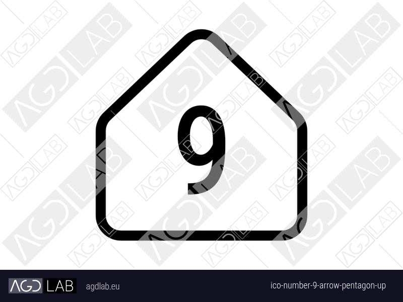 Number 9 arrow pentagon up icon