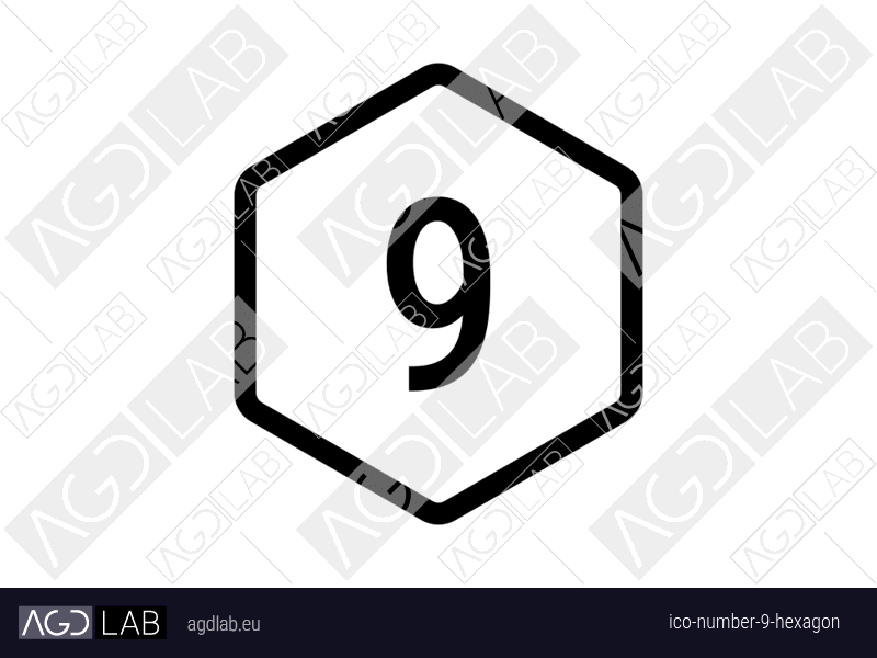 Number 9 hexagon icon