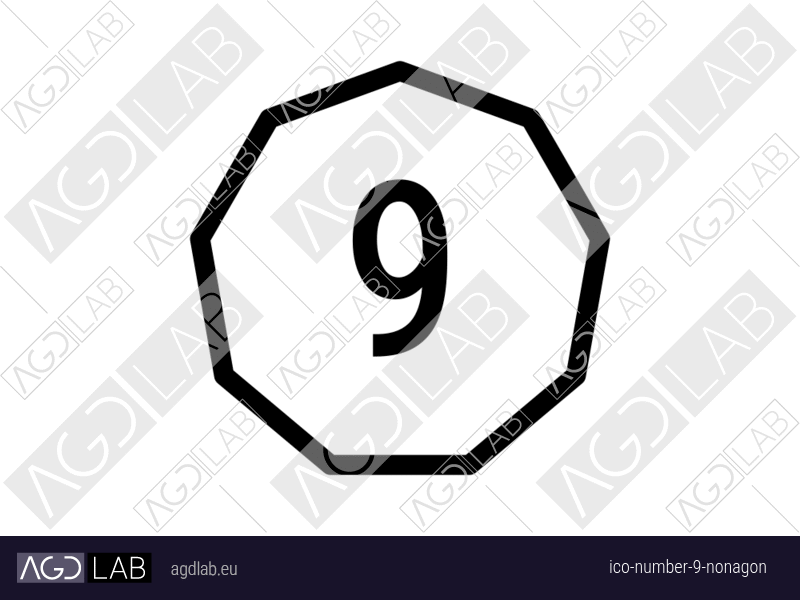 Number 9 nonagon icon