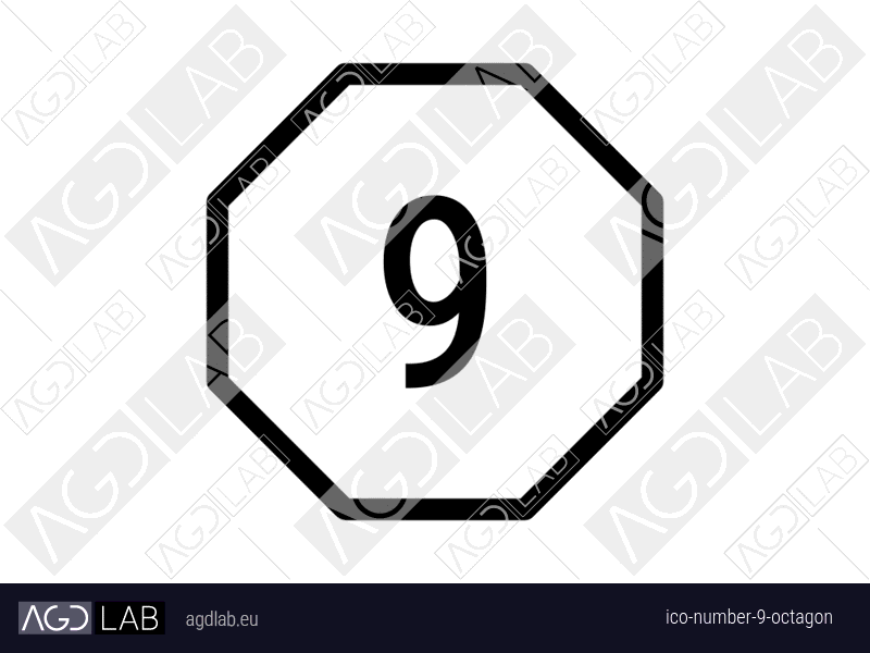 Number 9 octagon icon