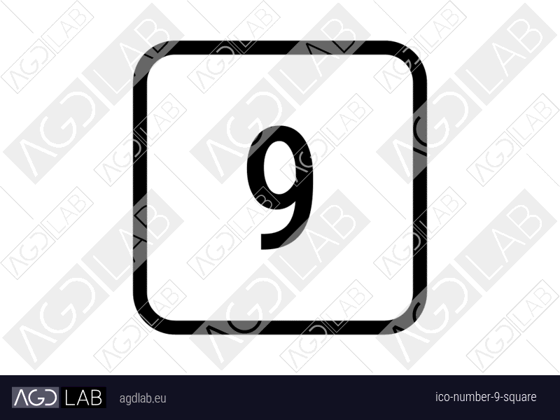 Number 9 square icon