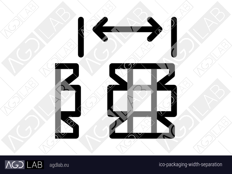 Packaging width separation icon