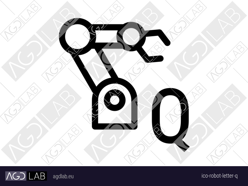 Robot letter Q icon
