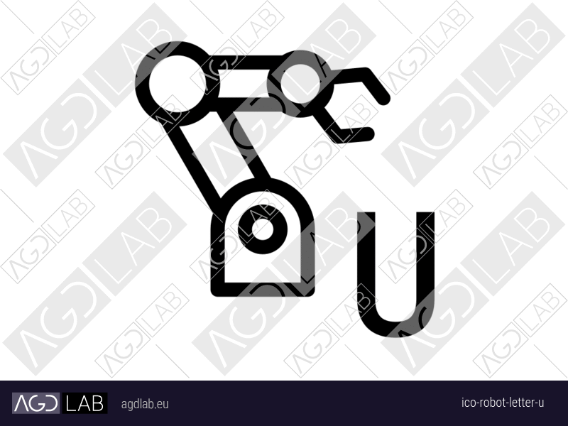Robot letter U icon